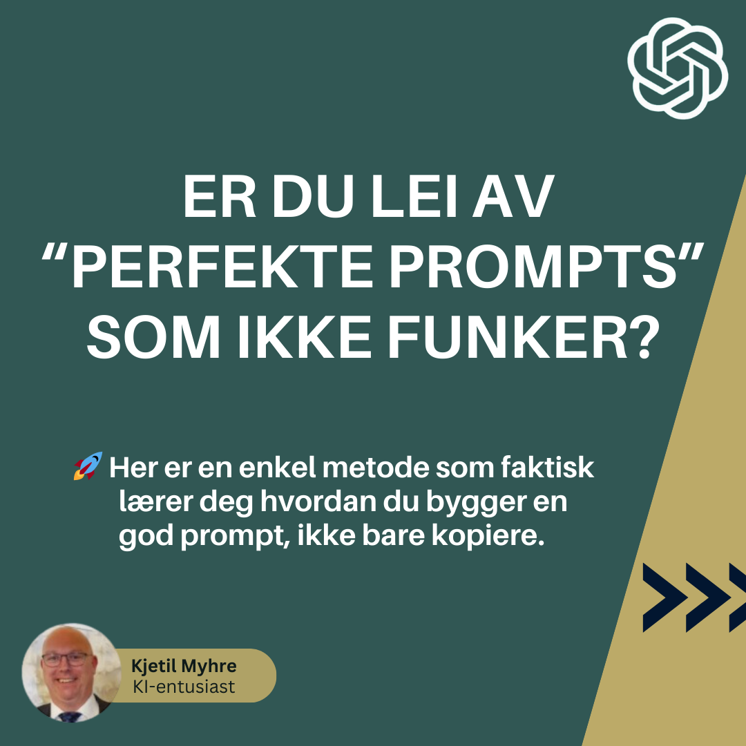 CRAFT-metoden for KI-prompter – En steg-for-steg guide til å bygge effektive KI-samtaler med fokus på kontekst, rolle, handling, format og tone.